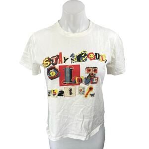 Bingo Women's White Multicolor Crewneck Short Sleeve Graphic Tee T shirt Top S